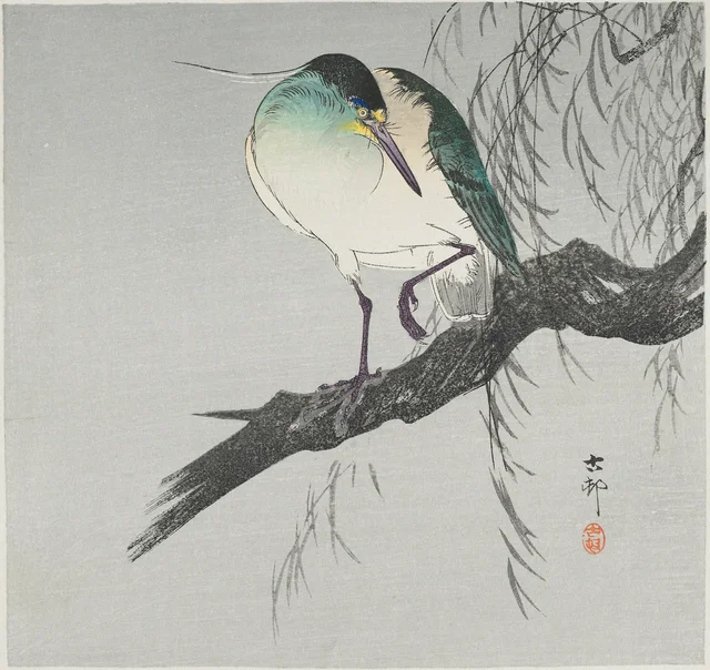 Heron on Branch, Ohara Koson