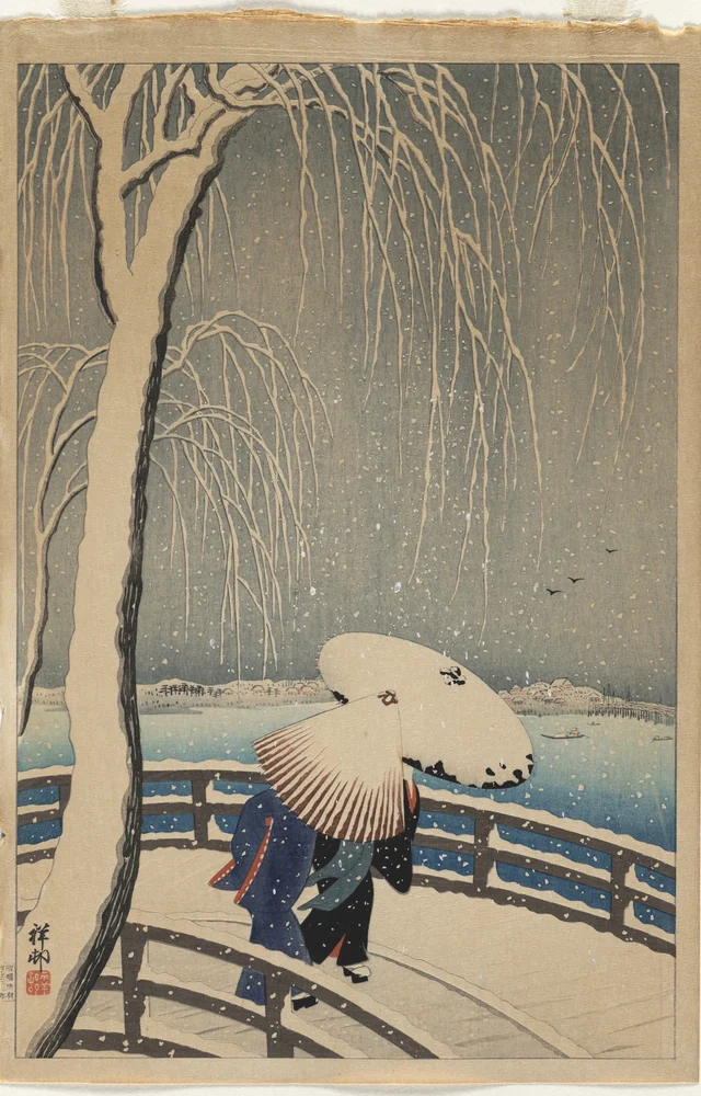 Parapluies sous la neige