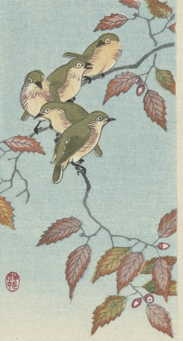 Petits oiseaux sur un rameau
