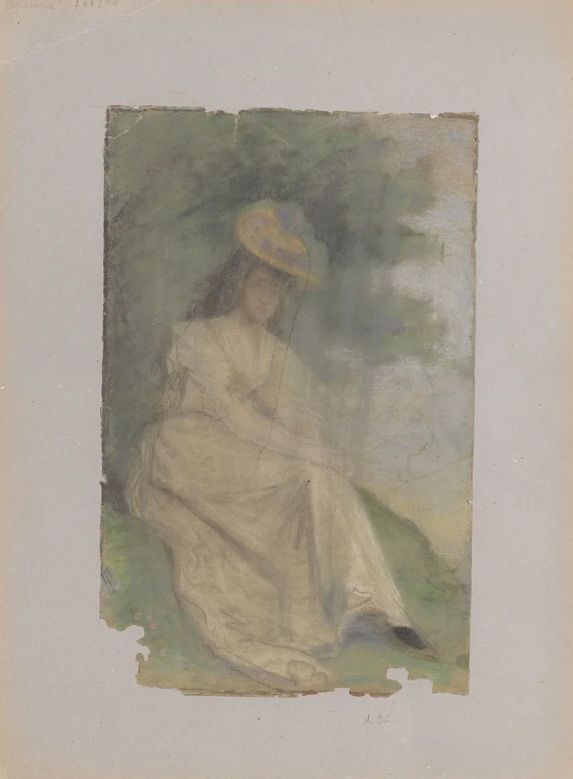 Woman Seated in Front of Trees