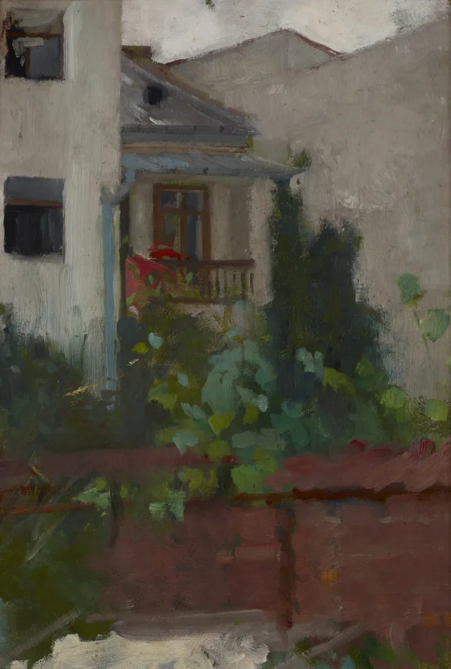 Paisaje arquitectónico, vista de un patio (cuadro de doble cara)