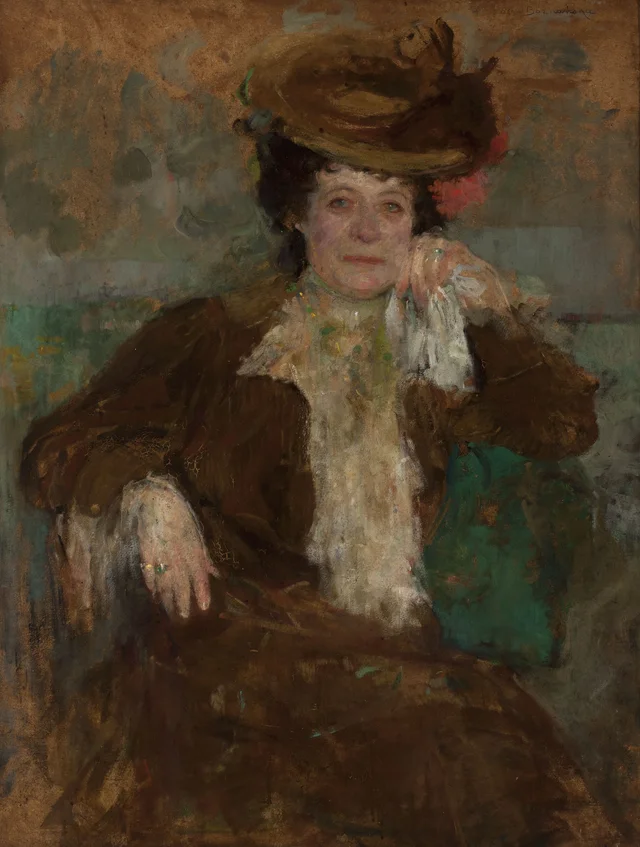 Portrait of a Woman in a Brown Dress
