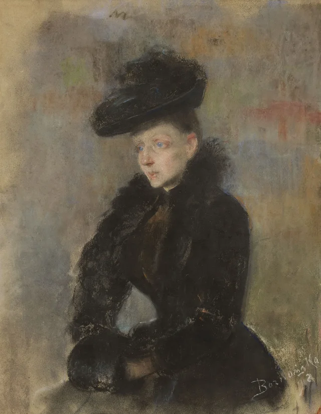 Portrait of a Woman in a Black Hat; verso: sketch of a girl's portrait
