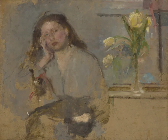 Portrait Sketch of a Young Girl (double-sided painting)
