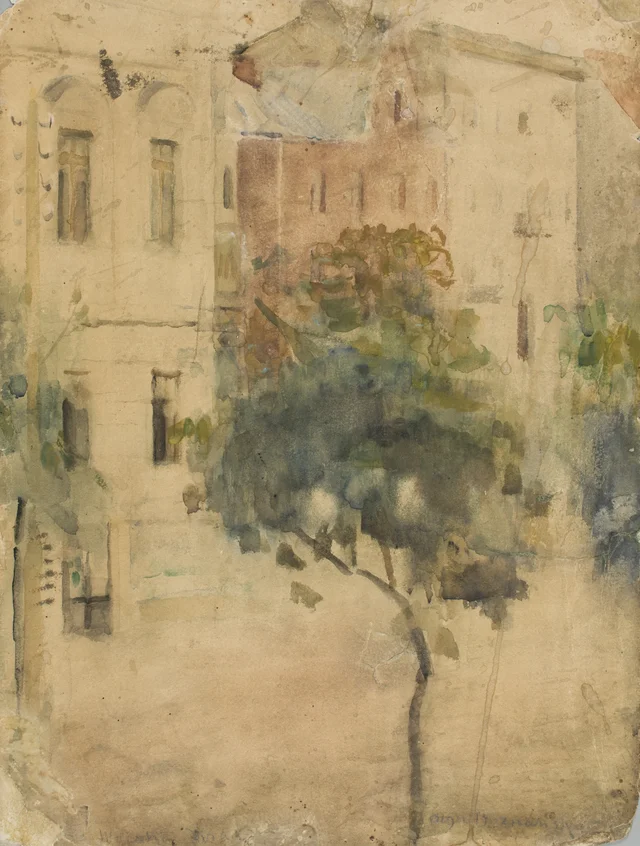 View of Wolska Street in Kraków (portrait of Józef Czajkowski on the reverse)