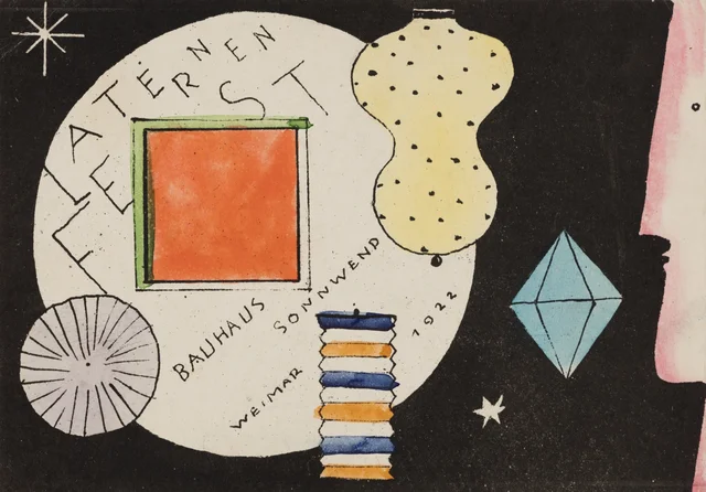 Postcard Invitation to a Lantern Festival, Oskar Schlemmer