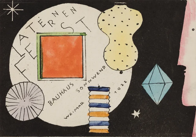 Postcard Invitation to a Lantern Festival, Oskar Schlemmer