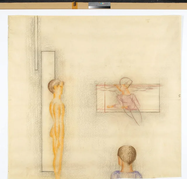 Folkwang Cycle: Group of Three with a Floating Figure, Oskar Schlemmer