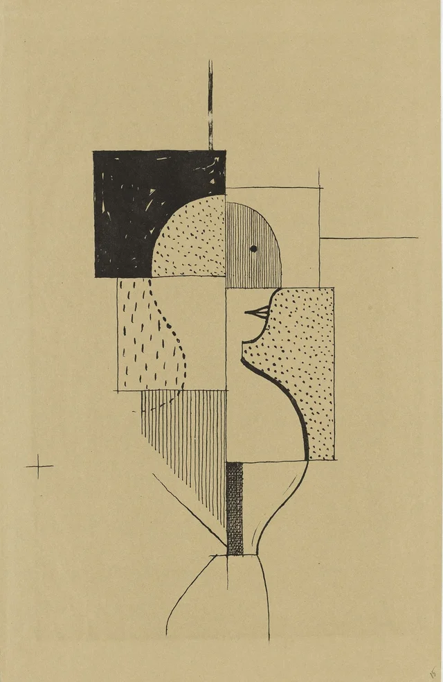 Half-Length Figure Facing Right, Oskar Schlemmer