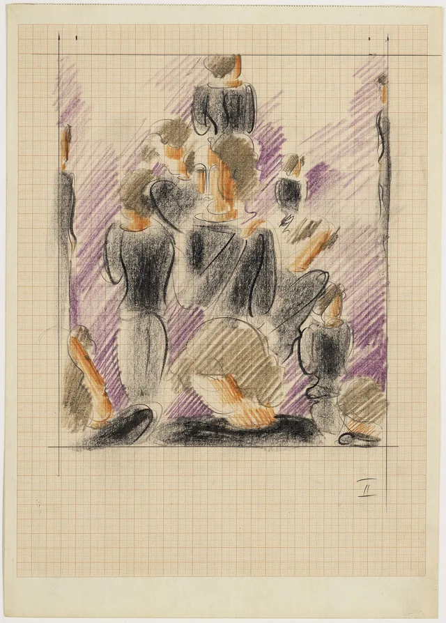 Group with Marginal Figures (II), Oskar Schlemmer