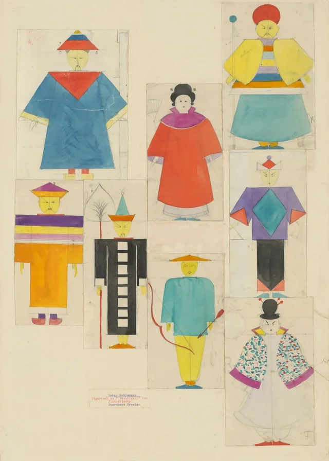 Eight Costume Designs for Igor Stravinsky's The Nightingale, Oskar Schlemmer