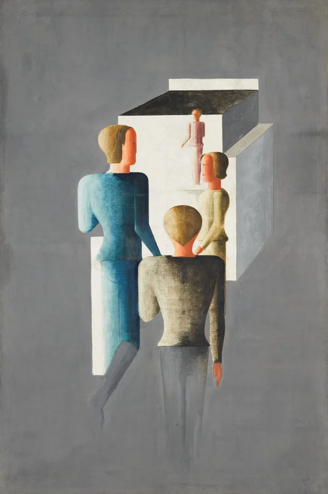 Quatro figuras e cubo