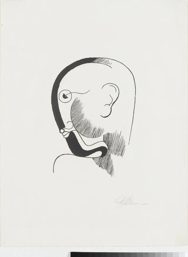 Head in Profile with Black Contour (from Die Schaffenden, Year 8, Portfolio 1, Plate 6), Oskar Schlemmer