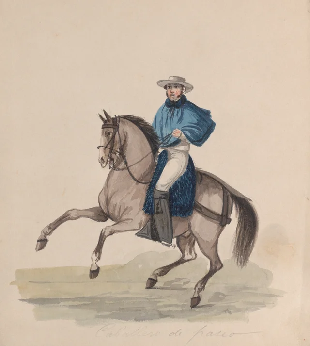 Um homem elegantemente vestido a cavalo