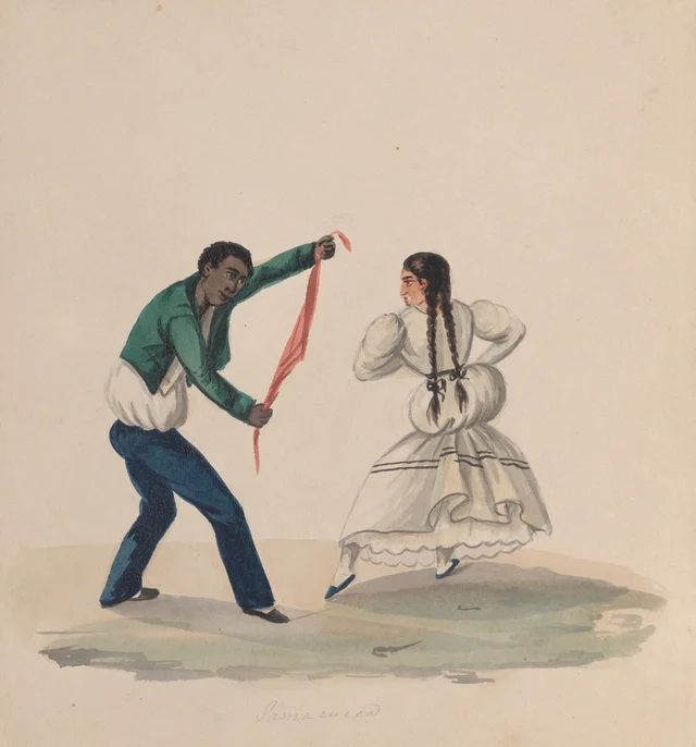 Um homem e uma mulher dançando a zamacueca, Pancho Fierro