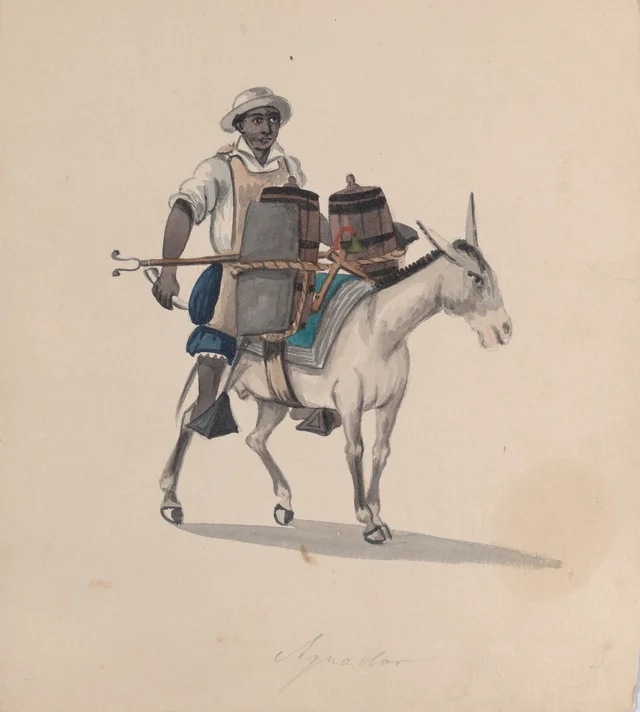 Um aguadeiro num burro, Pancho Fierro