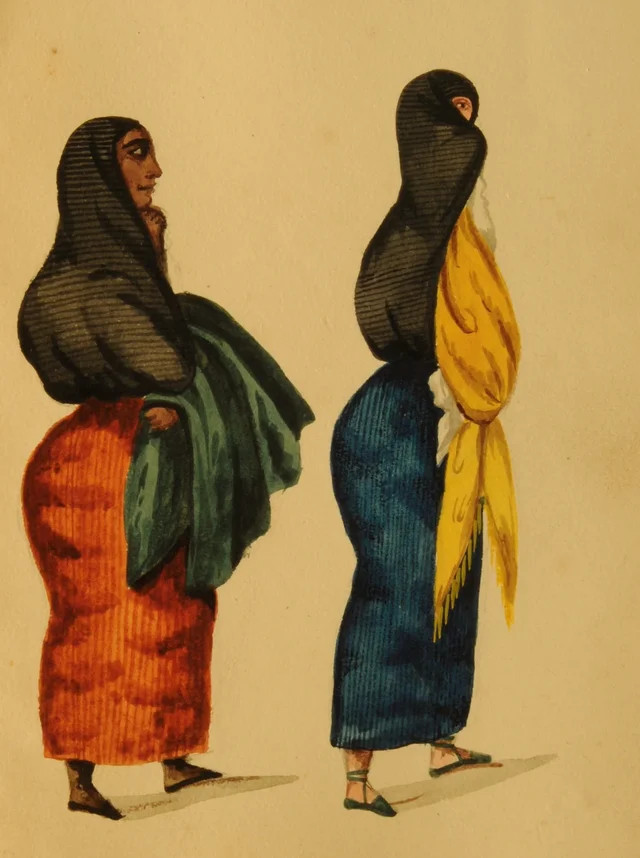 A lady out for a walk with her maid, Pancho Fierro