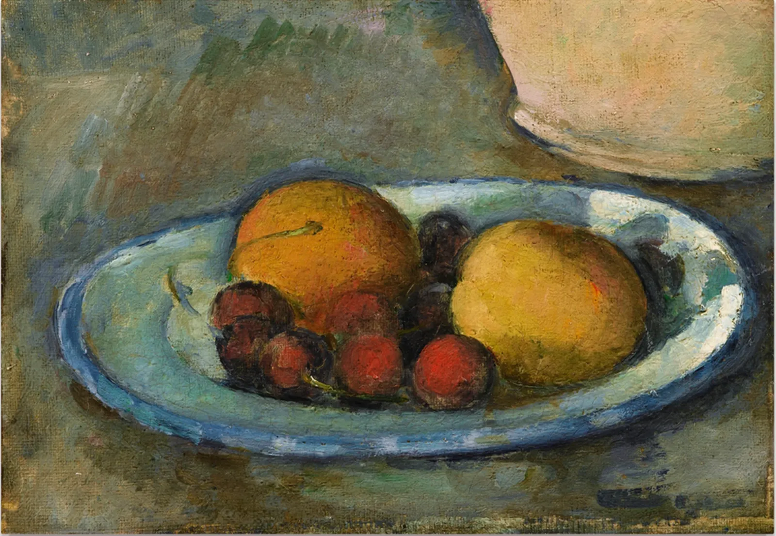 Abricots et cerises sur une assiette, Paul Cézanne