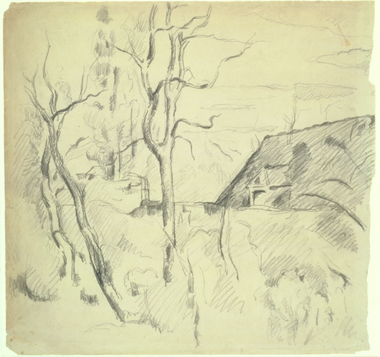 Arbres et toit, Paul Cézanne