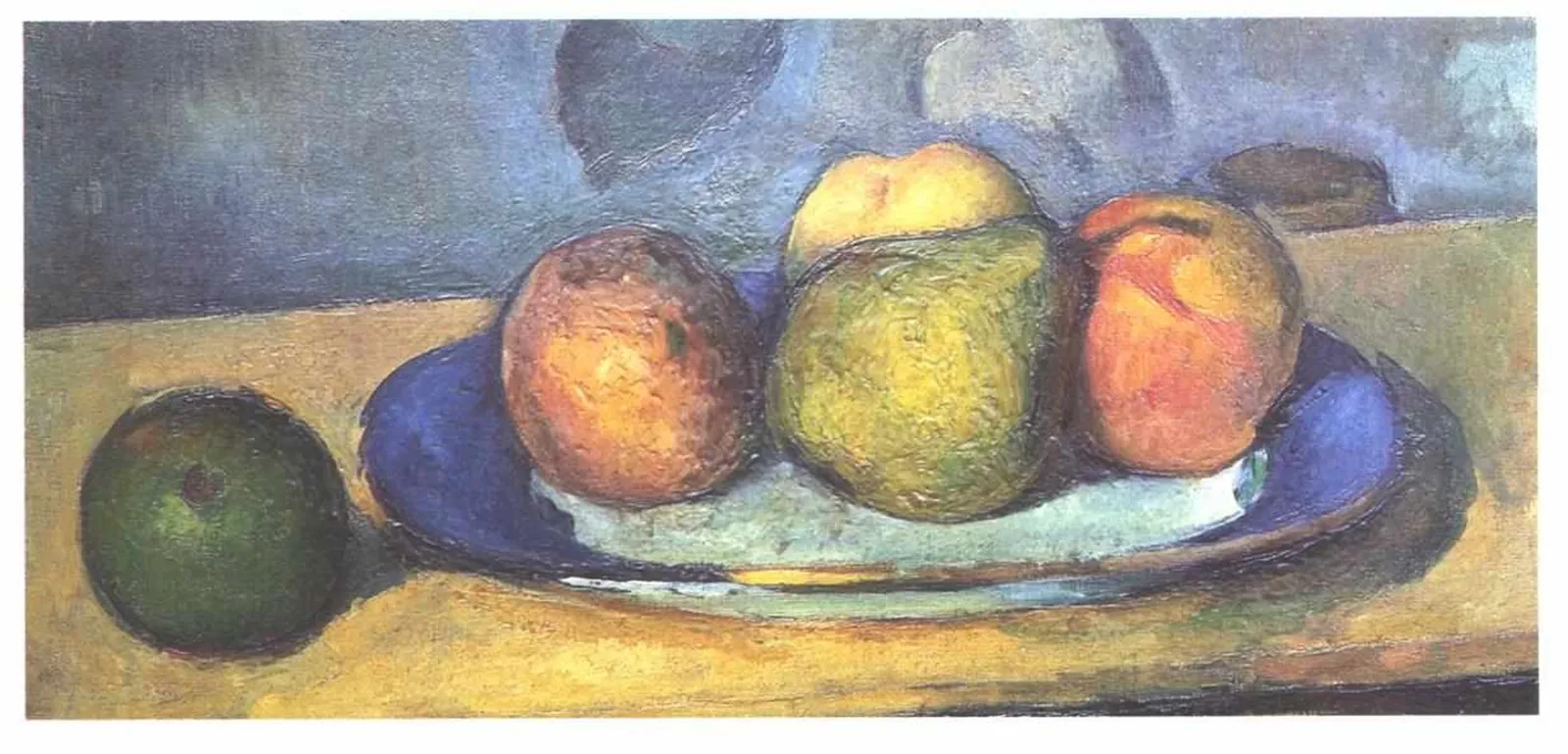 Assiette à bord bleu et fruits, Paul Cézanne