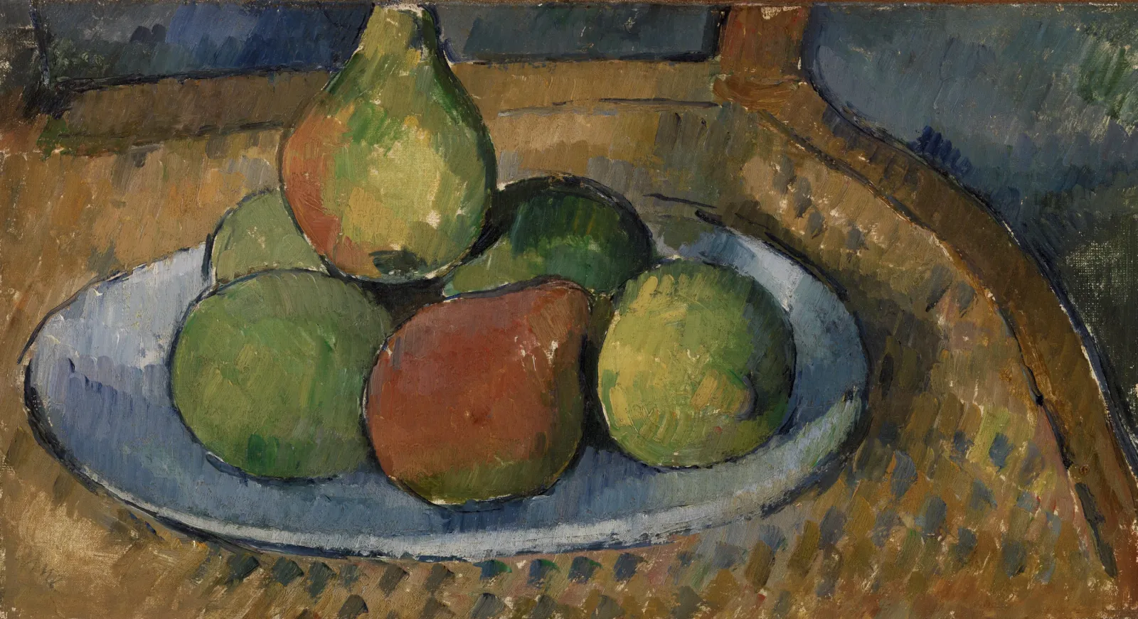 Assiette de fruits sur une chaise, Paul Cézanne