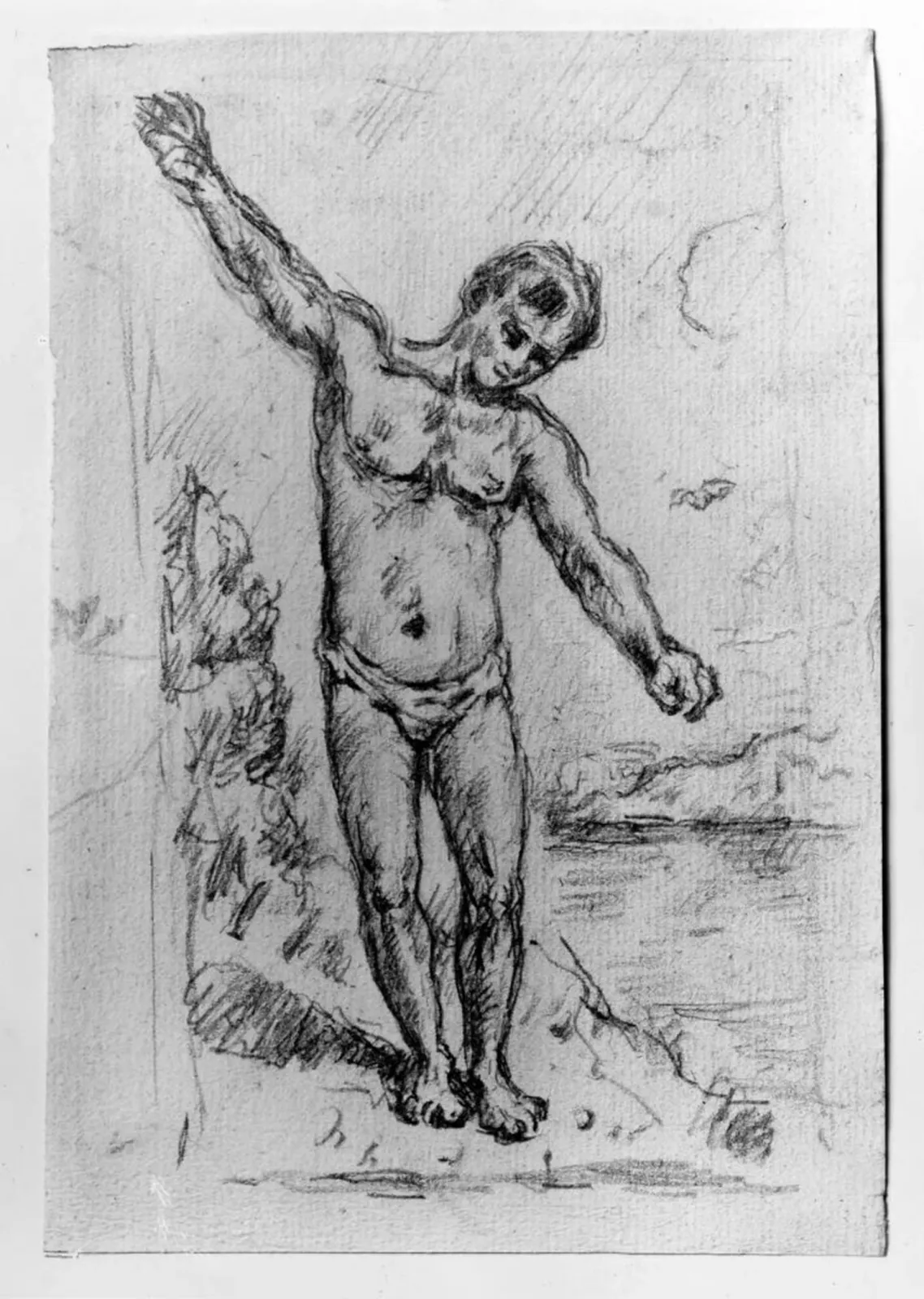 Badande yngling med utsträckta armar, Paul Cézanne
