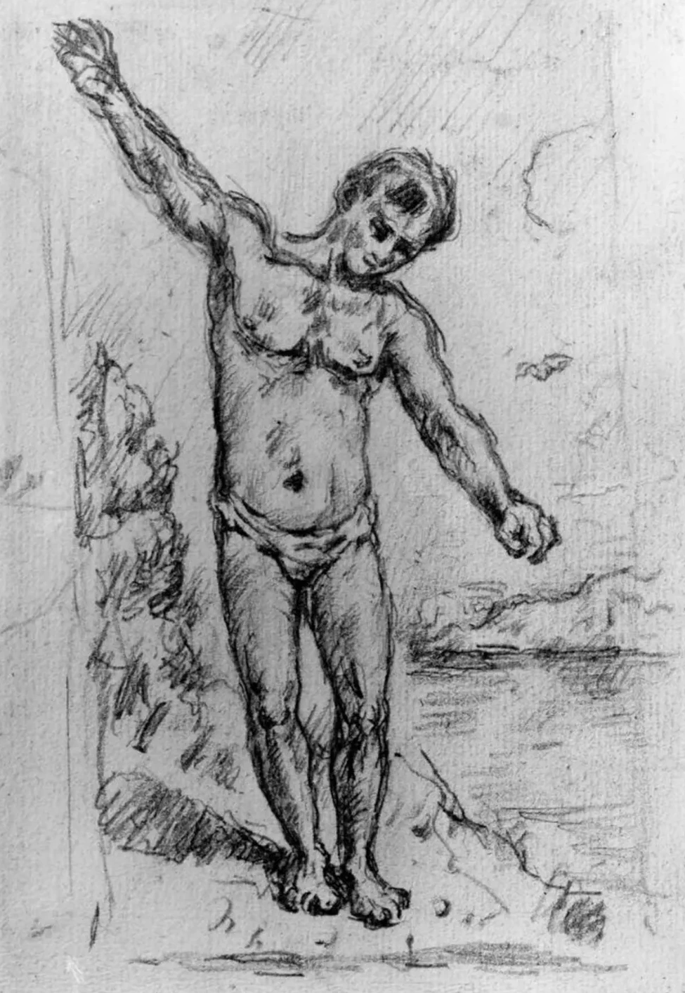 Badande yngling med utsträckta armar, Paul Cézanne