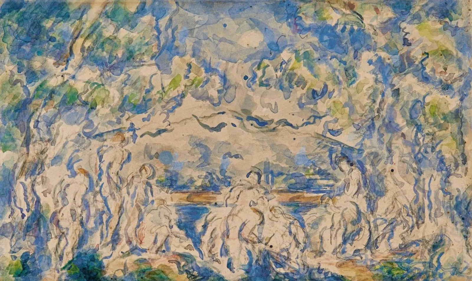 Baigneuses, La Montagne Sainte-Victoire au fond, Paul Cézanne