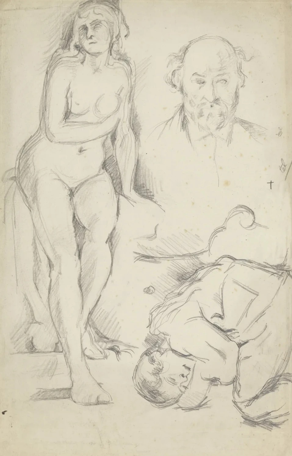 Feuille d'études avec autoportrait, Paul Cézanne
