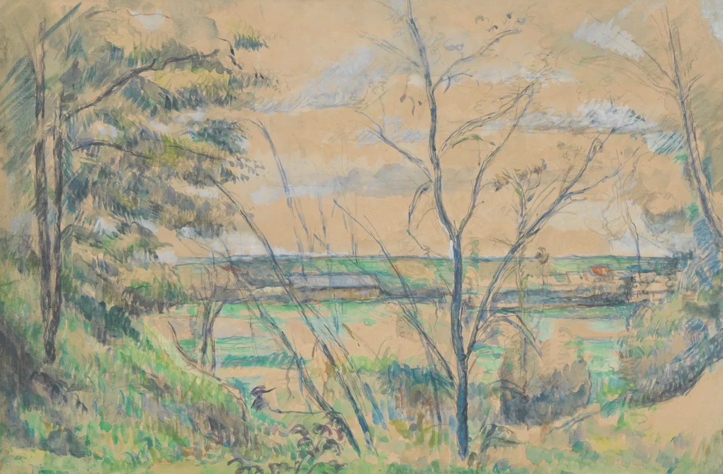 La plaine de Saint-Ouen-l'Aumône vue prise des carrières du Chou, Paul Cézanne