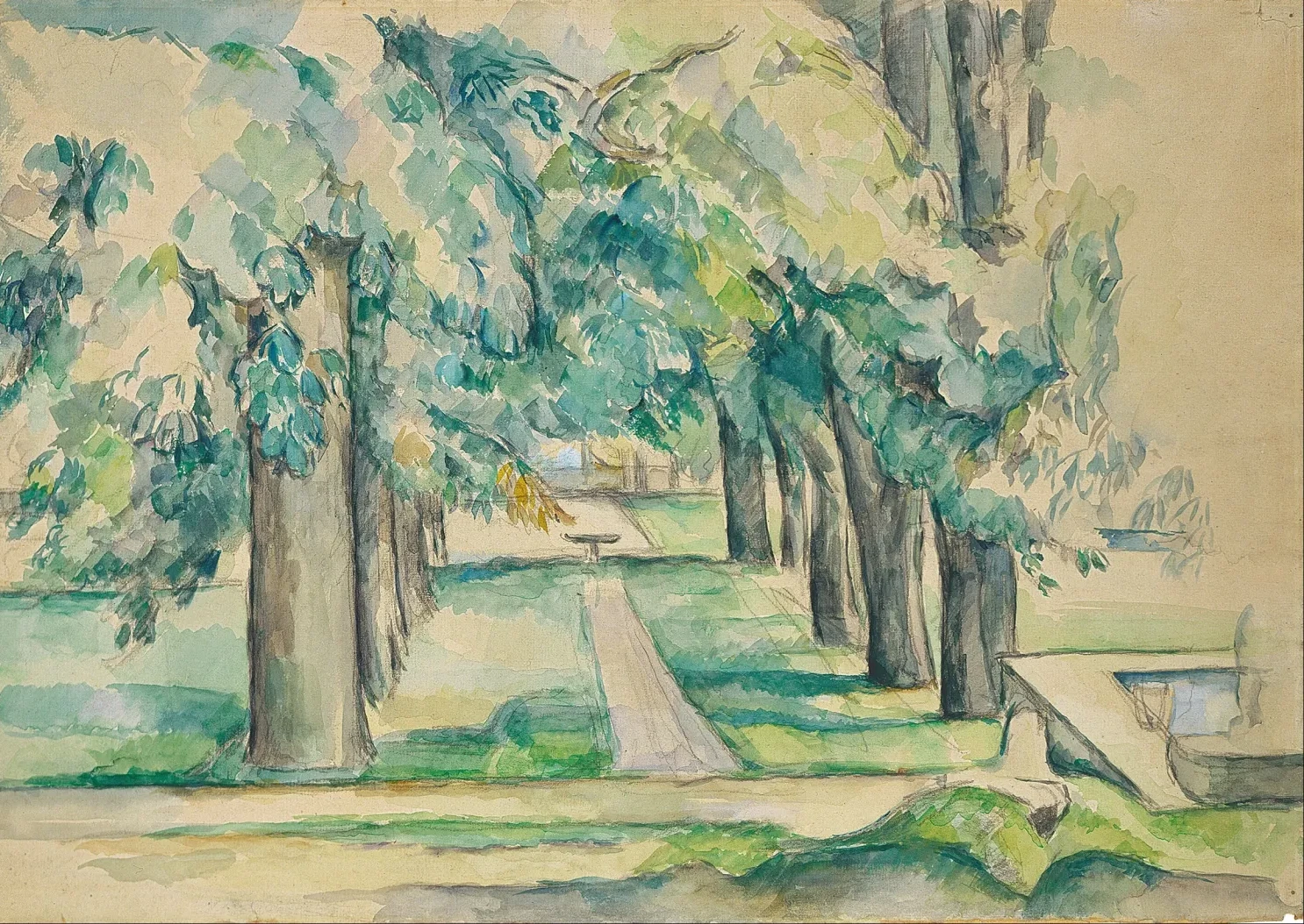 Le bassin et l'allée des marronniers au Jas de Bouffan, Paul Cézanne