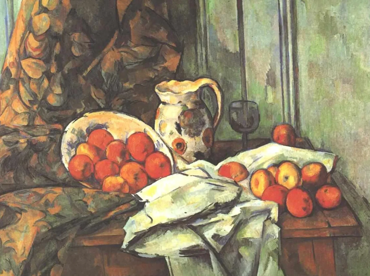 Pommes et broc sur une table, Paul Cézanne