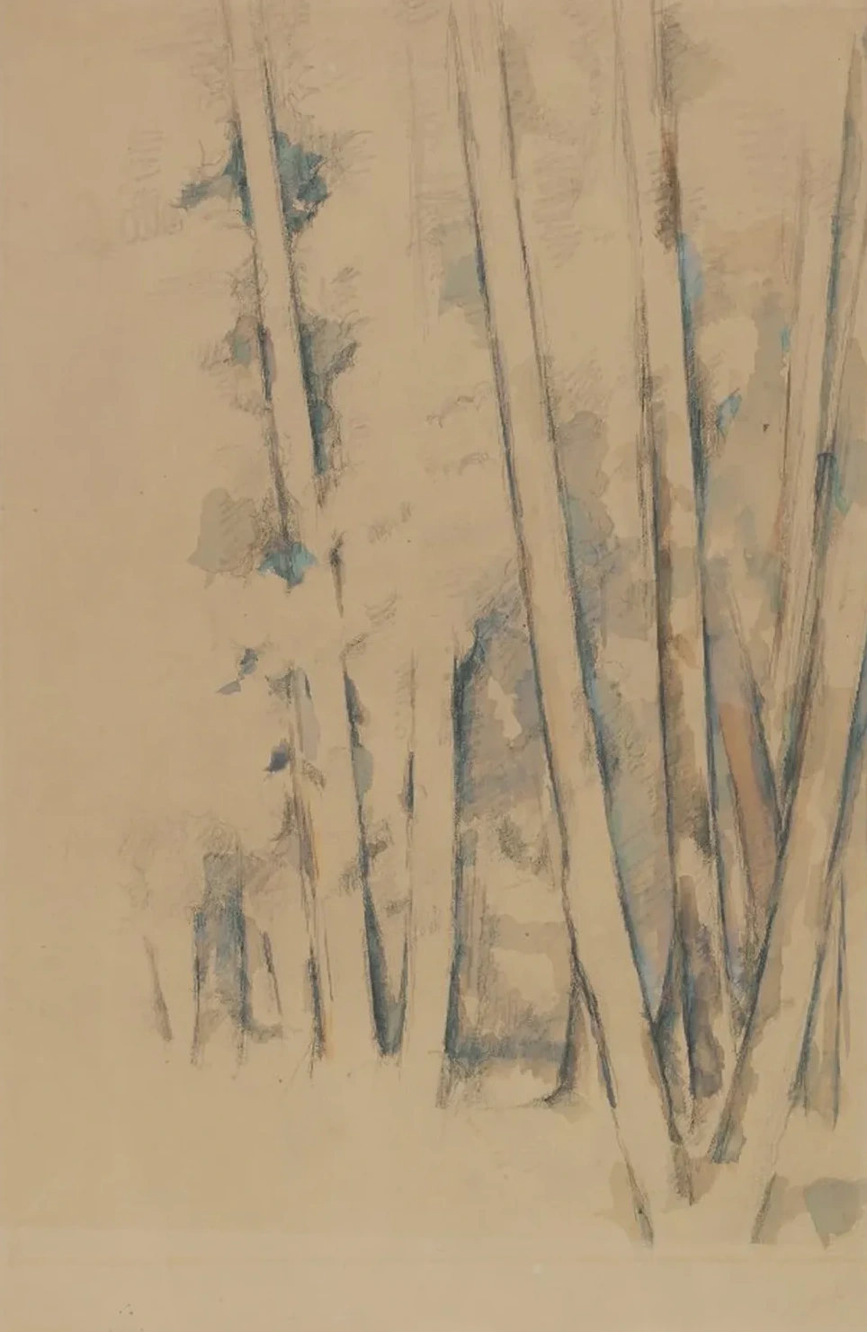 V-formad trädgrupp, Paul Cézanne
