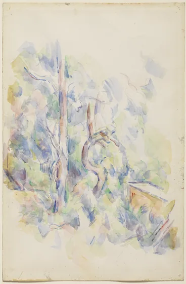 Arbre tordu et citerne dans le parc de Château Noir