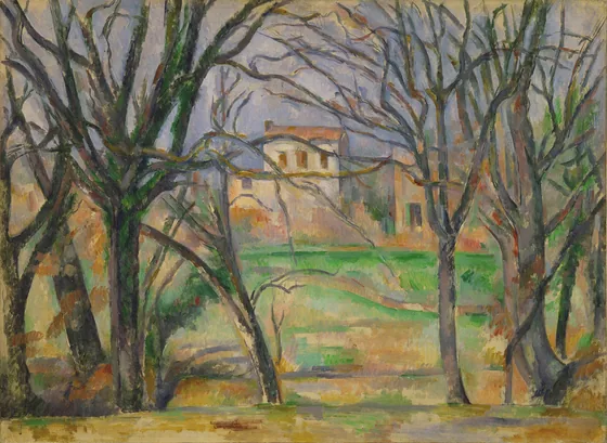 Arbres et maisons au lieu dit La Durane