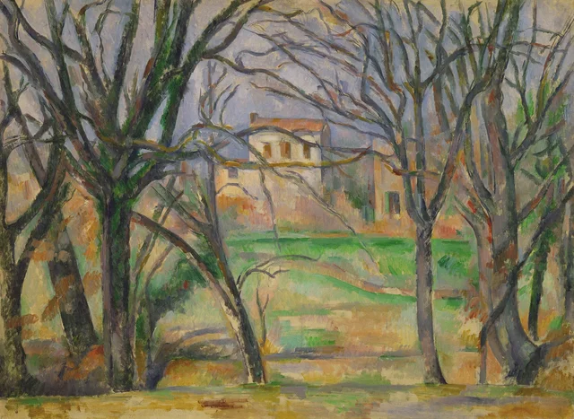 Árboles y casas en el paraje llamado La Durane, Paul Cézanne