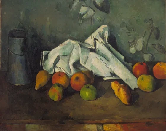 Boîte à lait et pommes