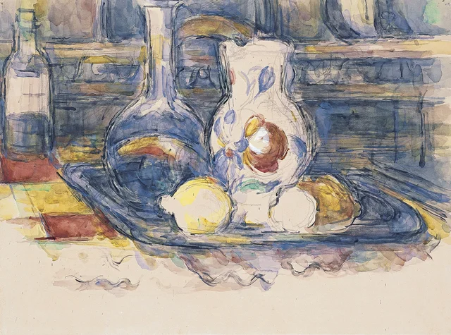 Botella, garrafa, jarro y limones, Paul Cézanne
