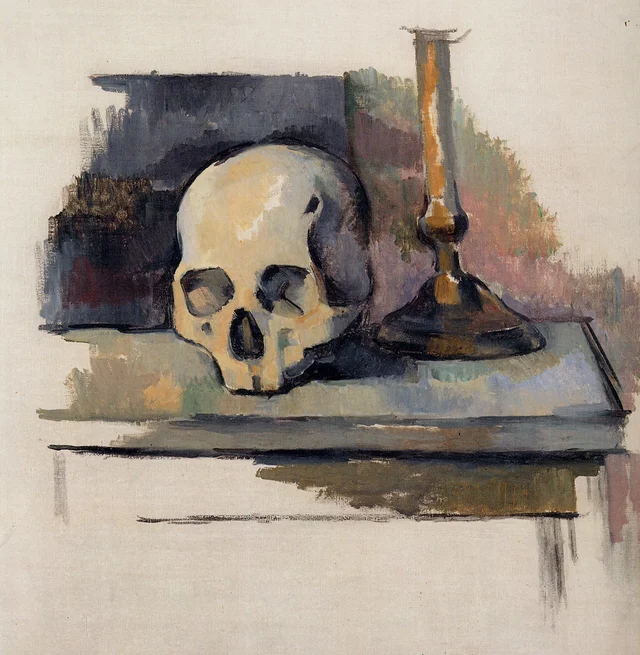 Cráneo y candelero, Paul Cézanne