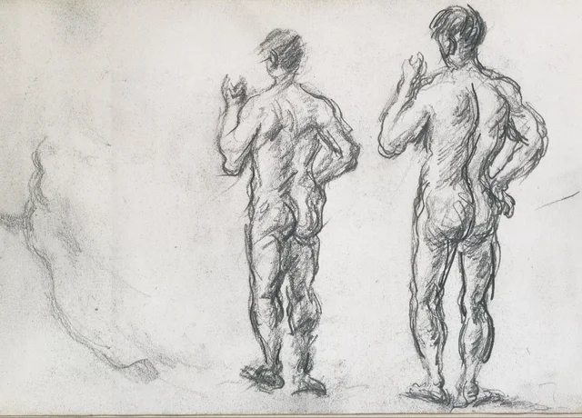 Dos bañistas de pie