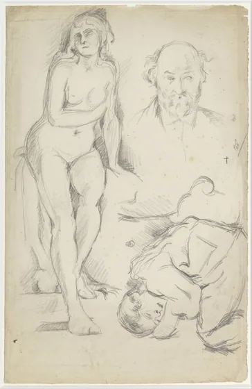 Feuille d'études avec autoportrait