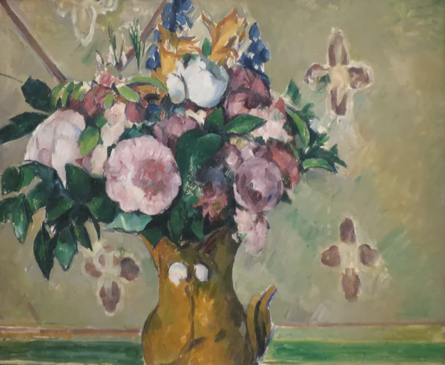 Flores en un jarrón rojo, Paul Cézanne
