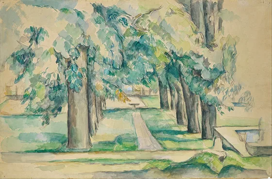 Le bassin et l'allée des marronniers au Jas de Bouffan
