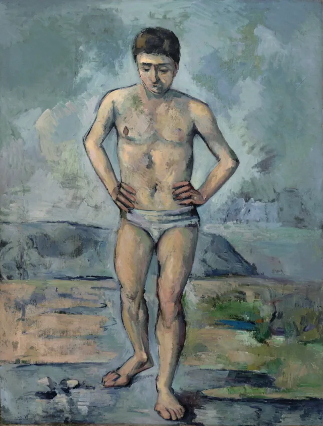 大きな水浴の男