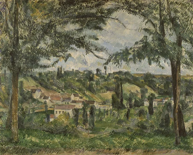 La aldea de Les Pâtis en Pontoise, enmarcada por árboles