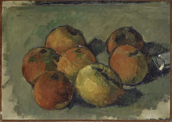 Nature morte aux sept pommes et tube de couleur