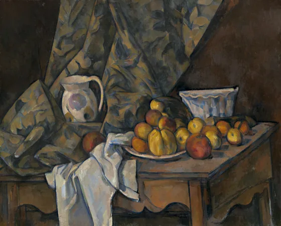Nature morte avec pommes et pêches