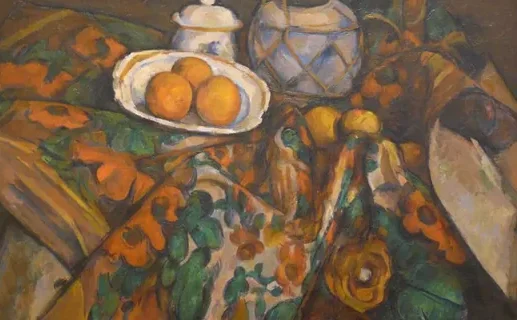 Nature morte, pot de gingembre, sucrier et oranges