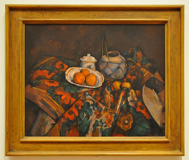 Natureza-morta, pote de gengibre, açucareiro e laranjas, Paul Cézanne
