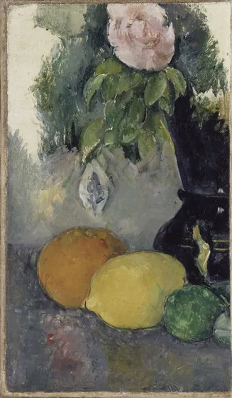 Nature morte, rose et fruits